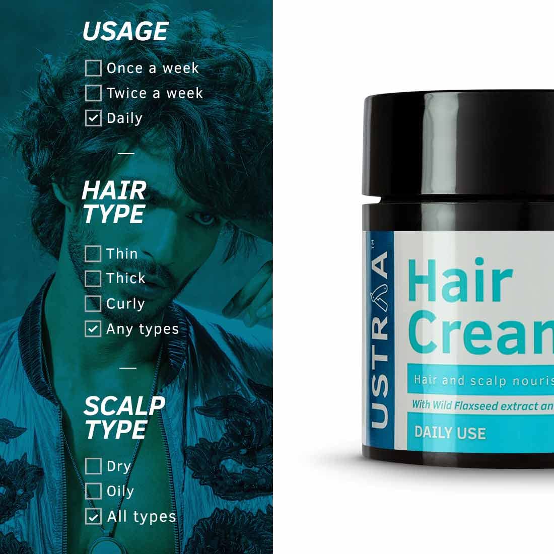 Ustraa Men's Light Hold Nourishing Hair Cream 100g