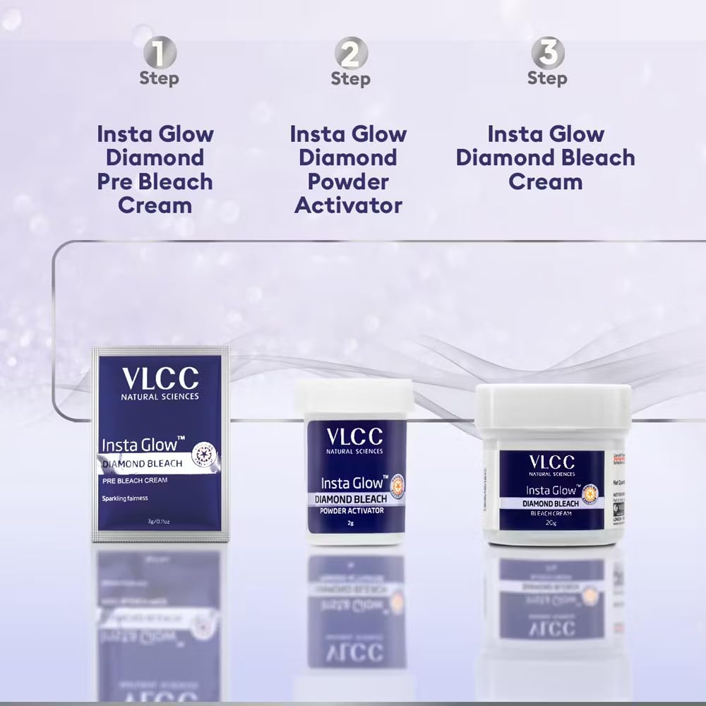 VLCC Insta Glow Diamond Bleach 60g for Sparkling Fairness and Skin Brightening