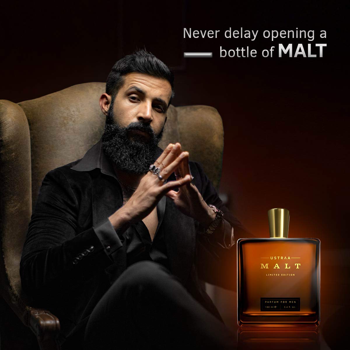 Ustraa Malt Premium Men’s Perfume 100ml Strong Smooth Long‑Lasting