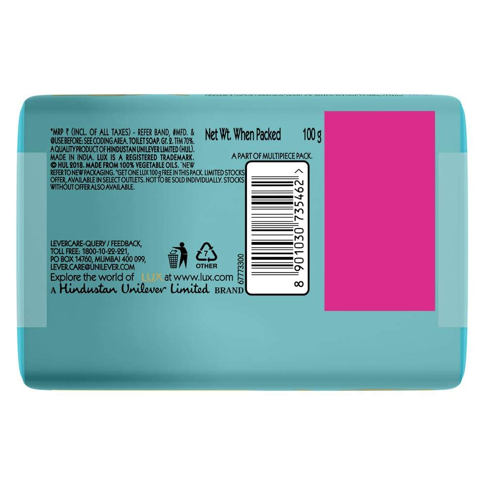 LUX Fresh Splash Water Lily Mint Soap Bar 4‑Pack 100g