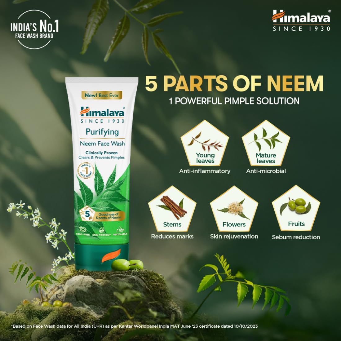 Himalaya Purifying Neem Face Wash 100ml Natural Acne Control Gel