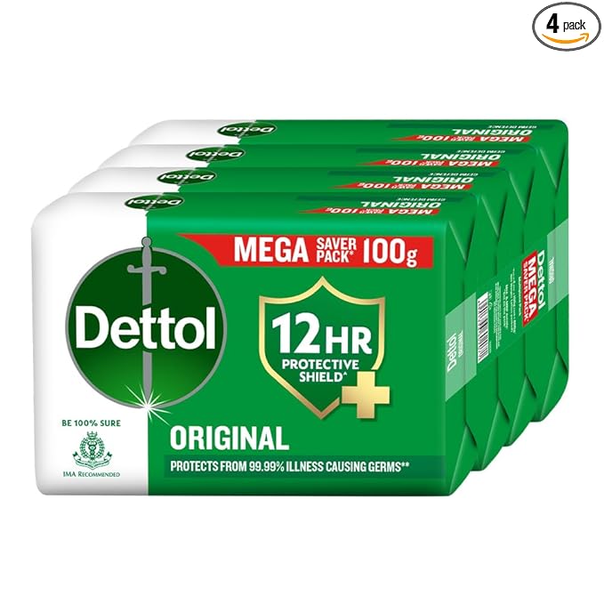 Dettol Original Antibacterial Bathing Soap 100g Pack of 4