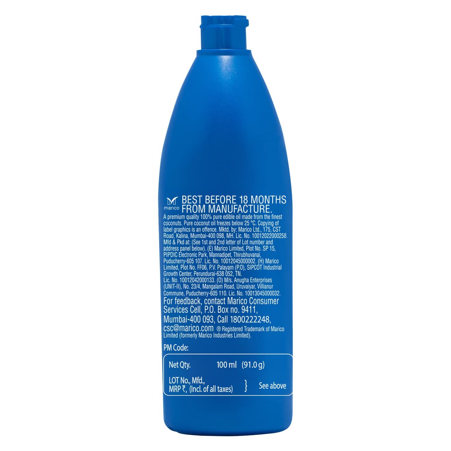 Parachute Pure Coconut Oil 100ml Natural Hair Moisturiser