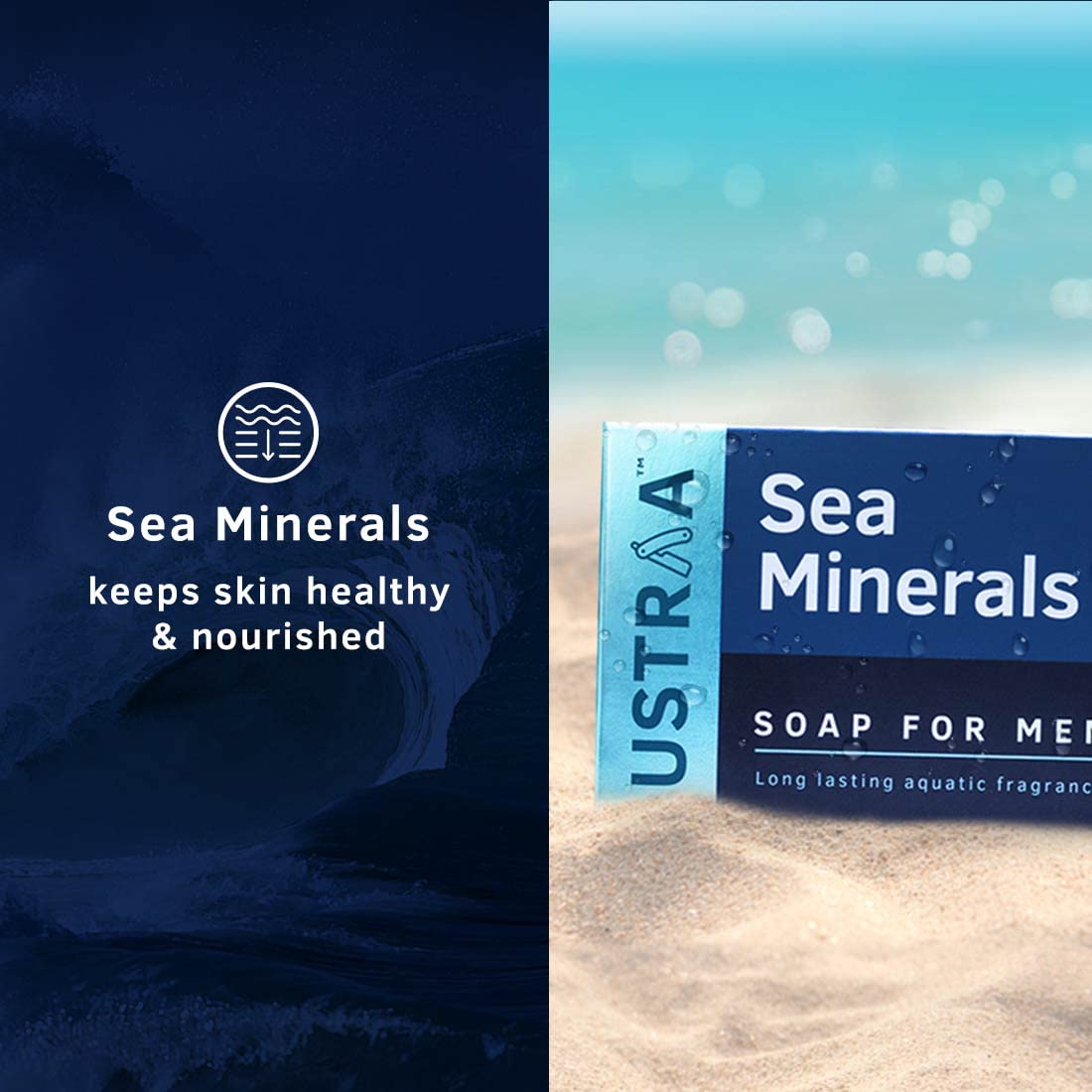 Ustraa Men's Fresh Sea Mineral Triple-Milled Soap 6-Pack