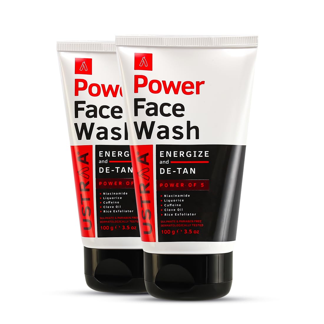 Ustraa Power Face Wash 100g Set of 2 Energise De‑Tan Cleanser