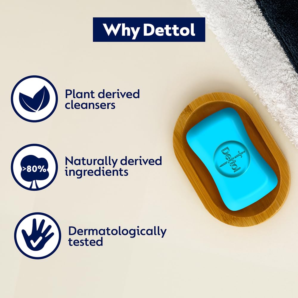 Dettol Cologne Fresh Bathing Soap 150g Pack of 4 – 12hr Freshness, Masculine Scent
