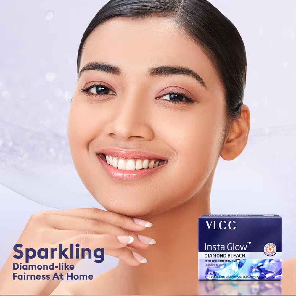 VLCC Insta Glow Diamond Bleach 60g for Sparkling Fairness and Skin Brightening