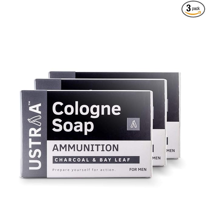 Ustraa Ammunition Cologne Soap Charcoal Bay Leaf 3x125g