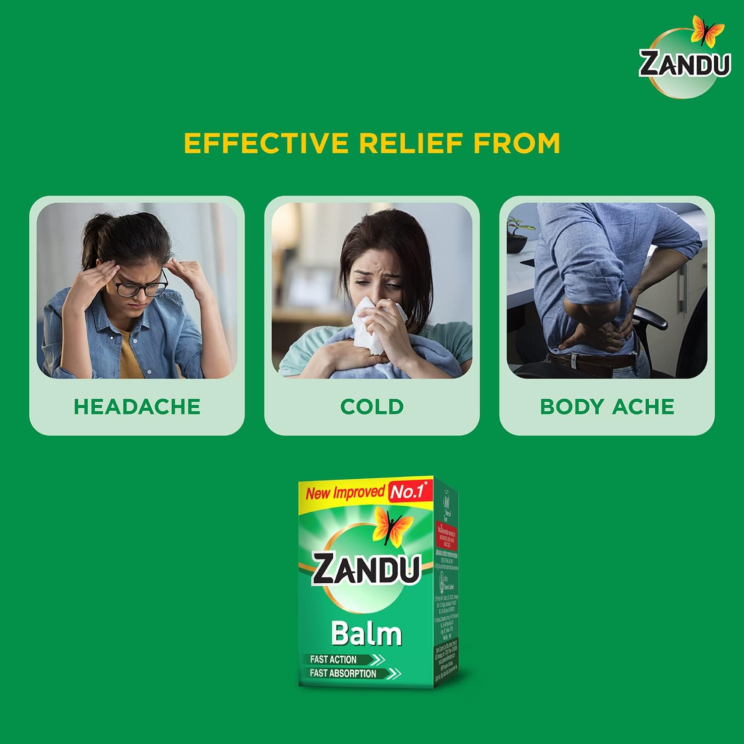 Zandu Ayurvedic Pain Relief Balm 25ml Fast Headache Relief