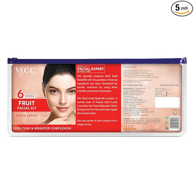 VLCC Salon Series Fruit Facial Kit - 6 Facials, 300g for Bright, Tight Skin
