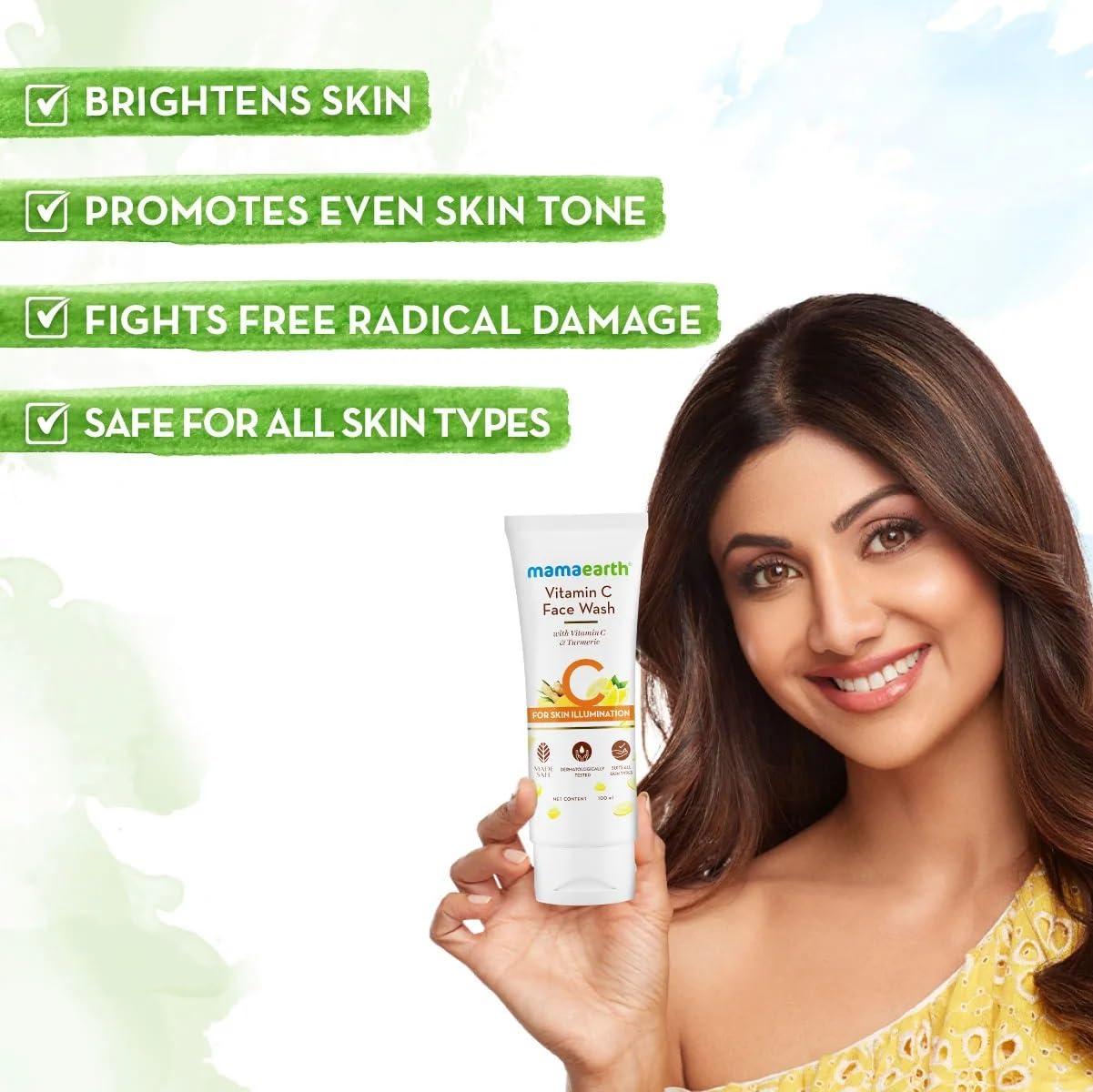 Mamaearth Vitamin C Turmeric Face Wash 100ml Brightening Cleanser
