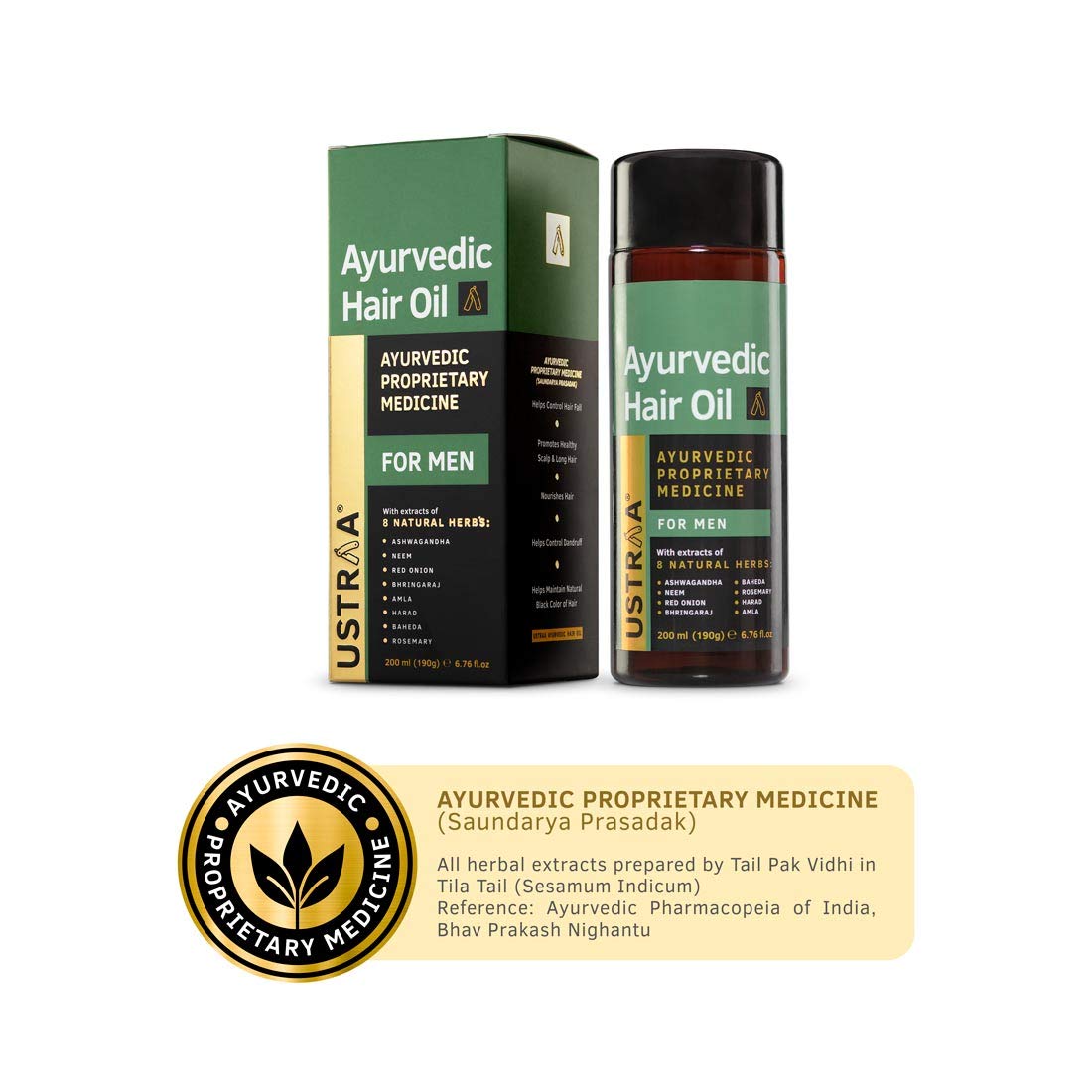 Ustraa Ayurvedic Hair Oil 200ml Natural Herbal Blend