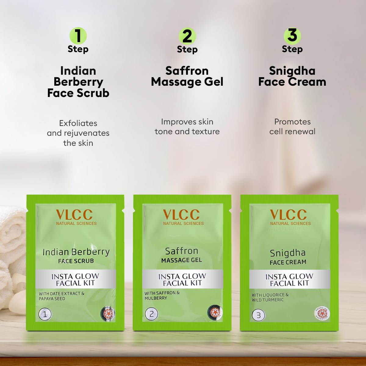 VLCC Salon Series Insta Glow Facial Kit for Youthful Skin (6 Facials)