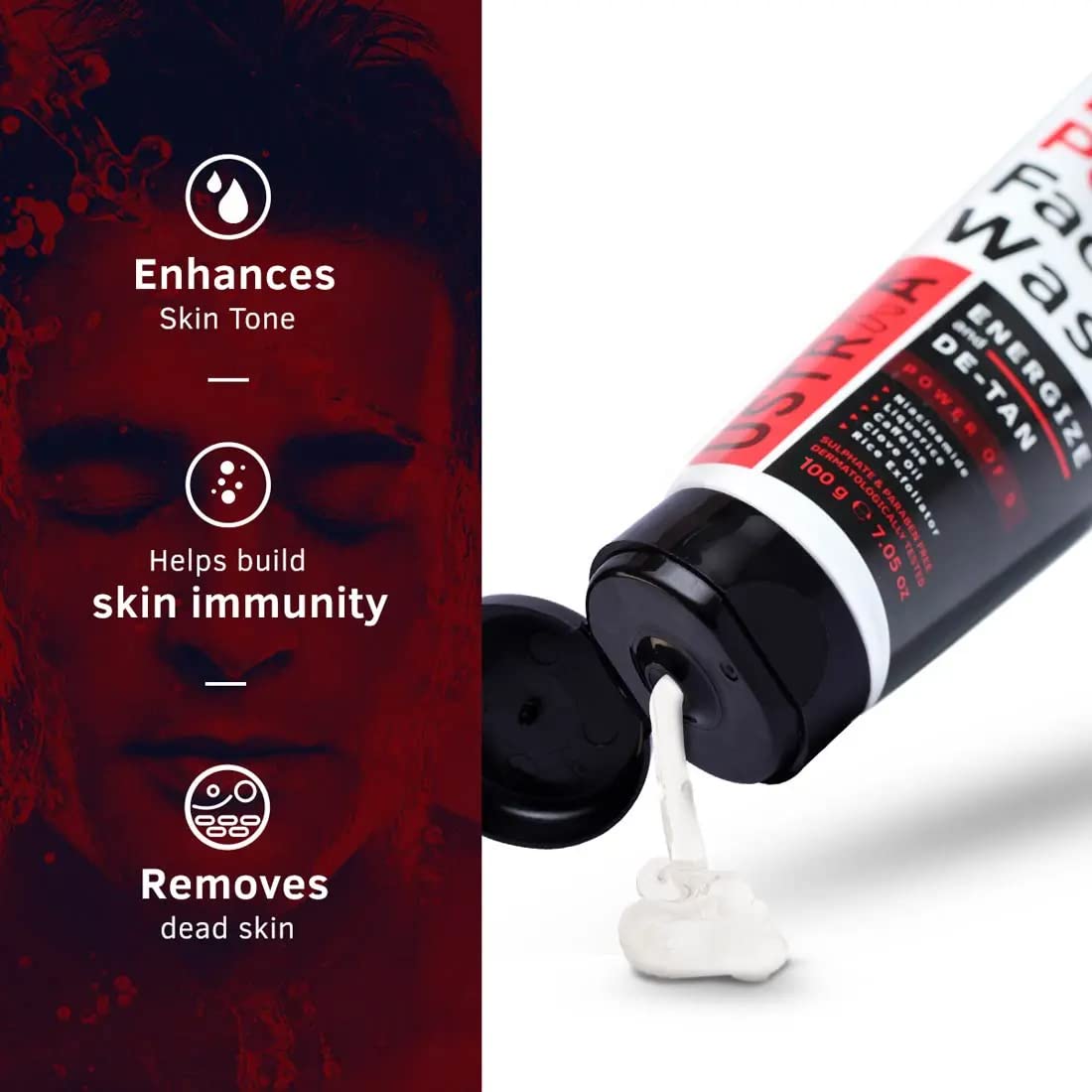 Ustraa Power Face Wash 100g Set of 2 Energise De‑Tan Cleanser