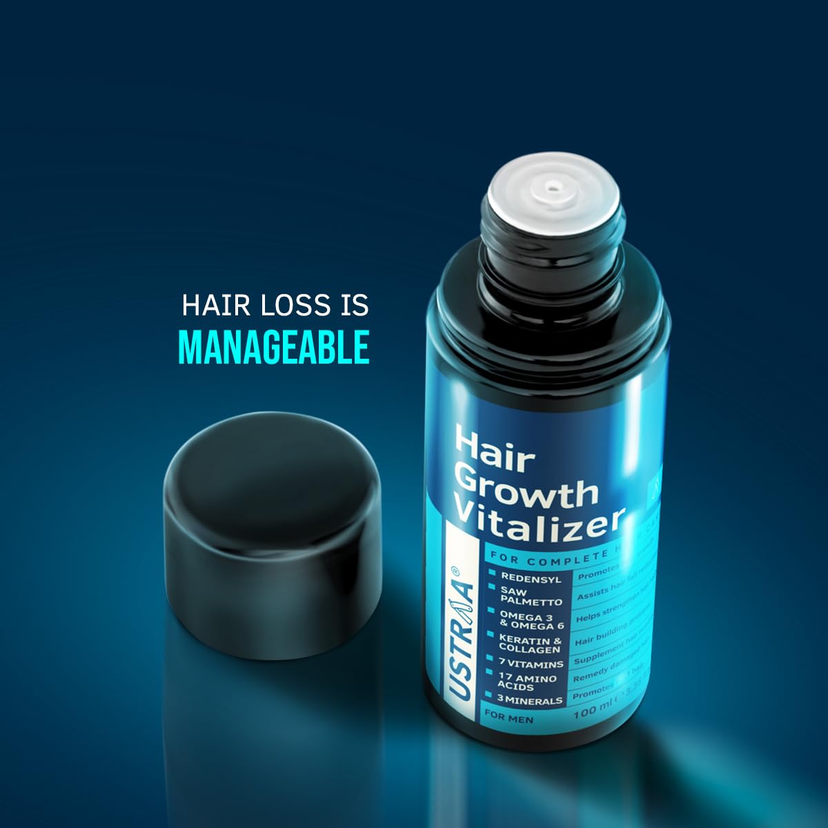 Ustraa Hair Growth Vitalizer Serum 100ml Non‑Sticky Redensyl Formula