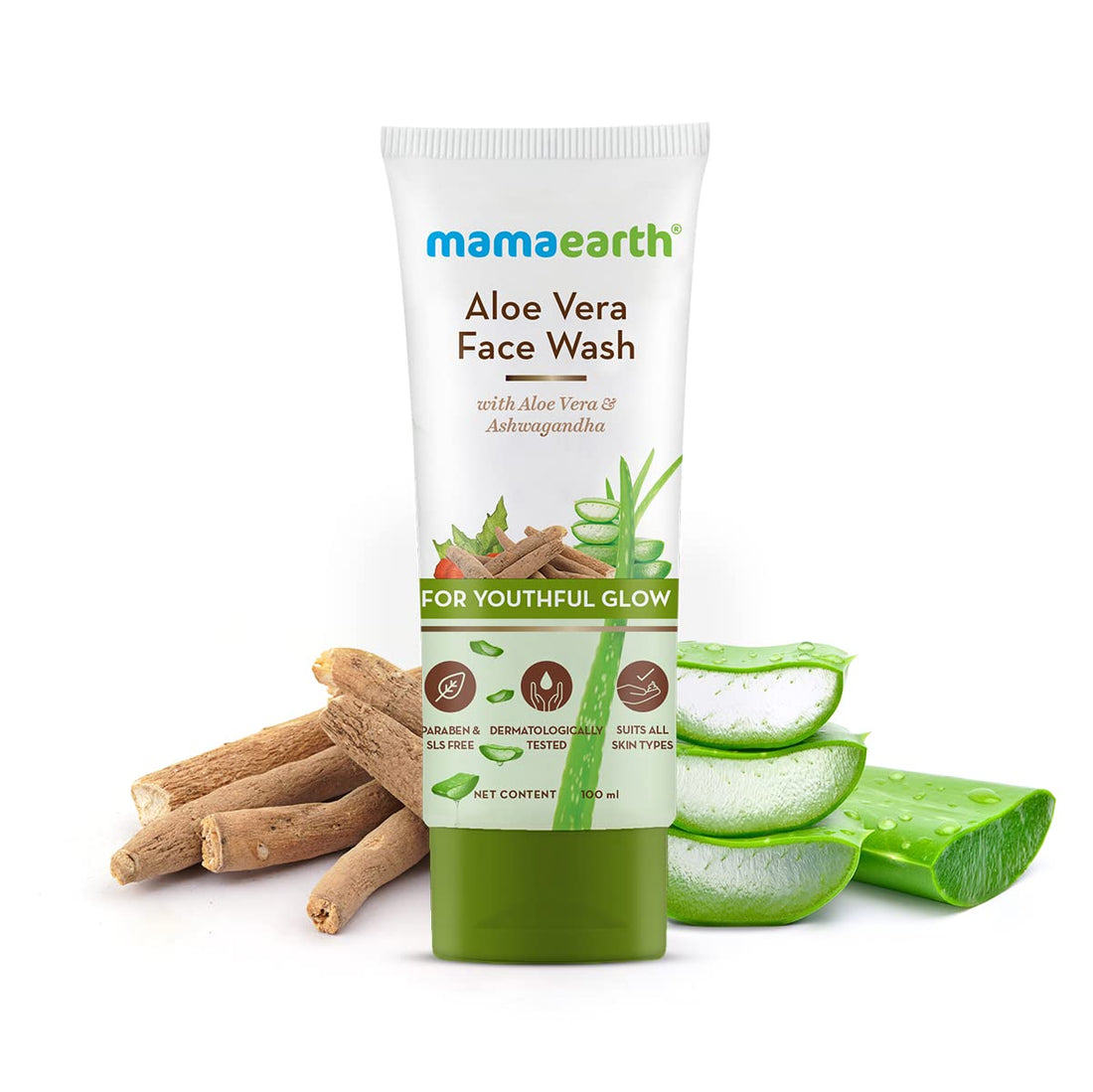 Mamaearth Aloe Vera & Ashwagandha Face Wash 100ml – Youthful Glow