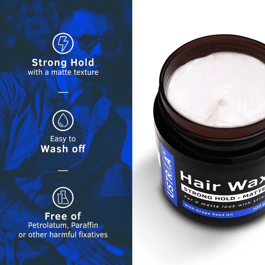Ustraa Strong Hold Matte Hair Wax – Non‑Sticky 100g Pack