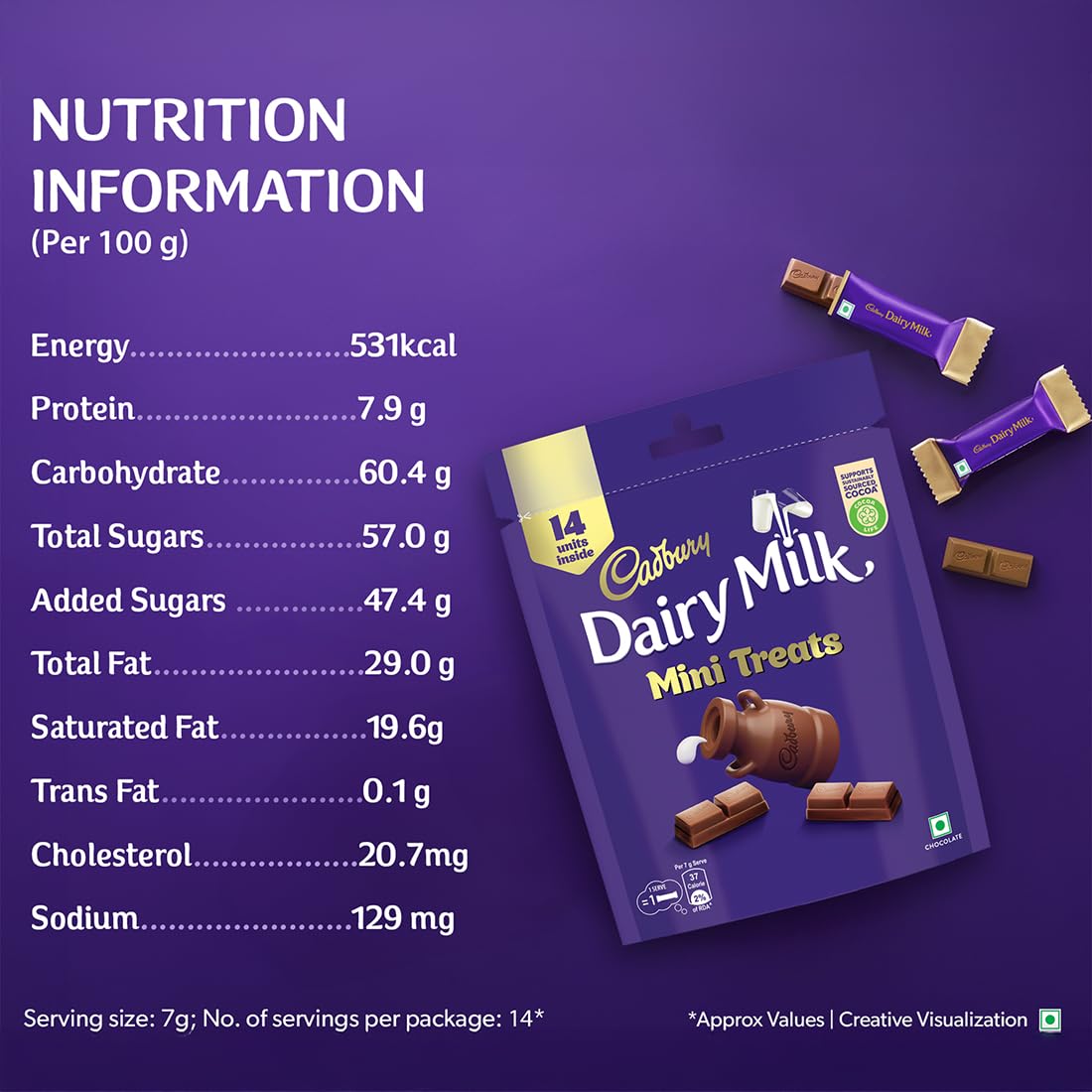 Cadbury Dairy Milk Mini Treats 98g Creamy Milk Chocolate Bar