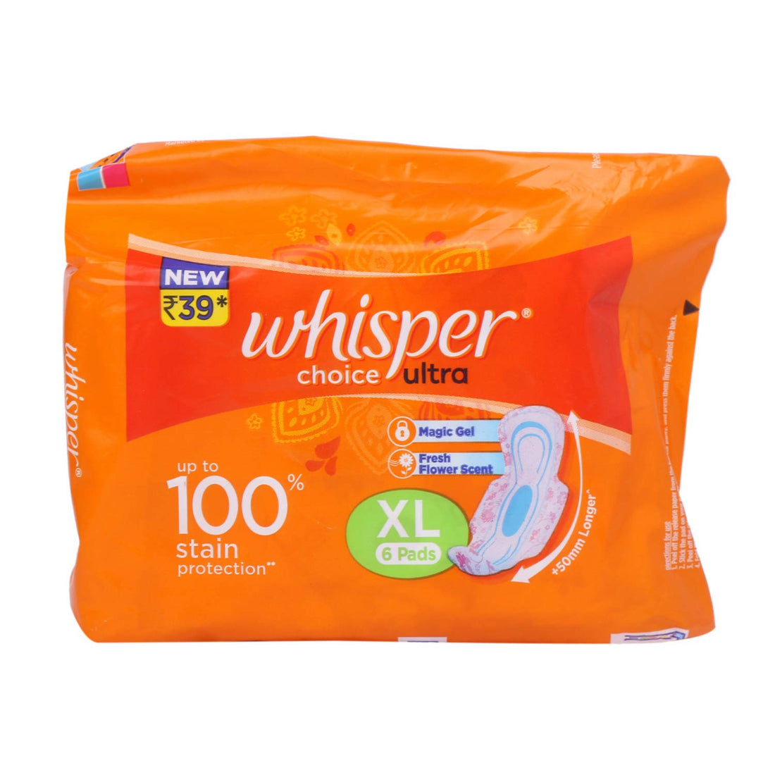 Whisper Choice Ultra XL Menstrual Pads 6‑Pack Unscented