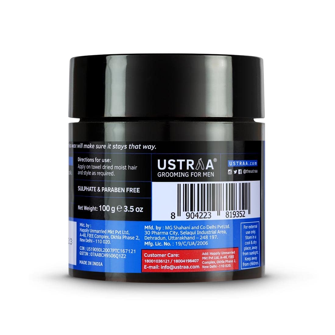 Ustraa Strong Hold Matte Hair Wax – Non‑Sticky 100g Pack