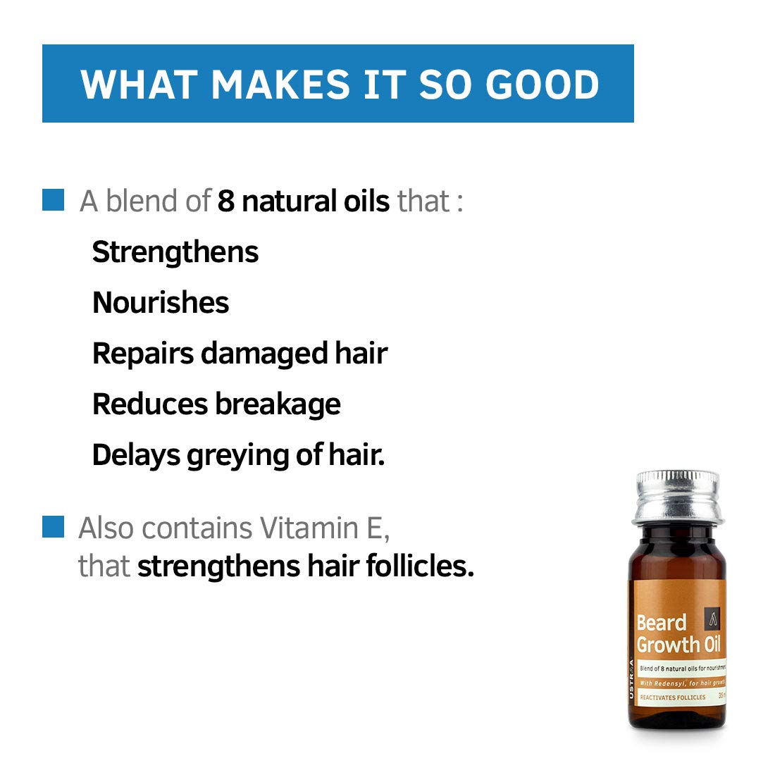 Ustraa Beard Growth Oil 2x35ml Natural Redensyl Formula