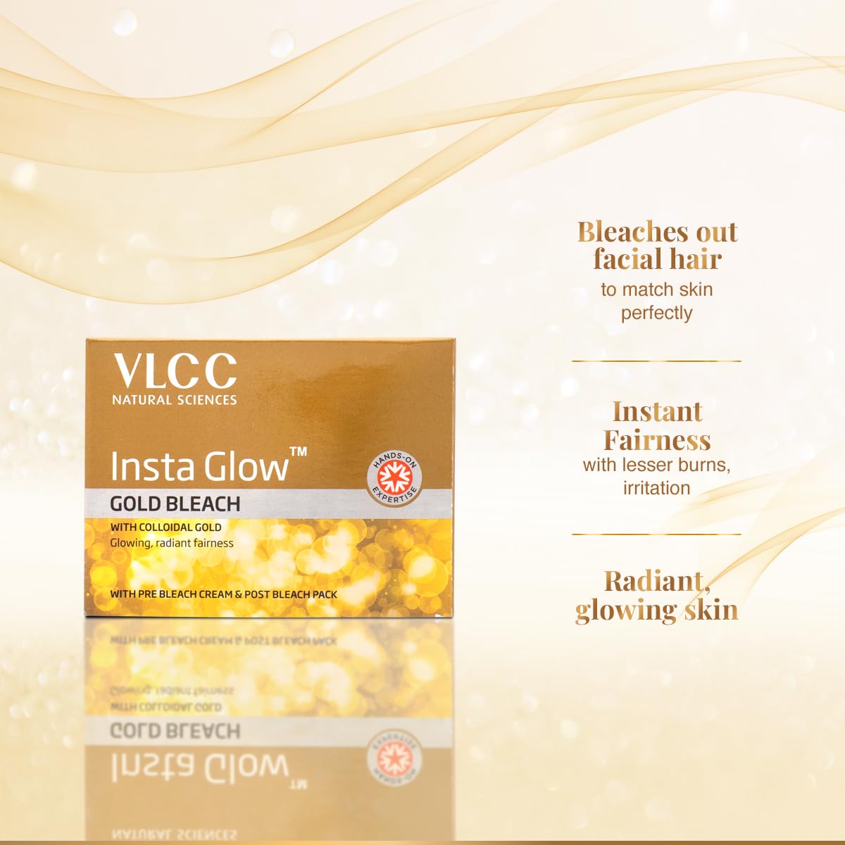 VLCC Insta Glow Gold Bleach 30g Facial Hair Removal Cream