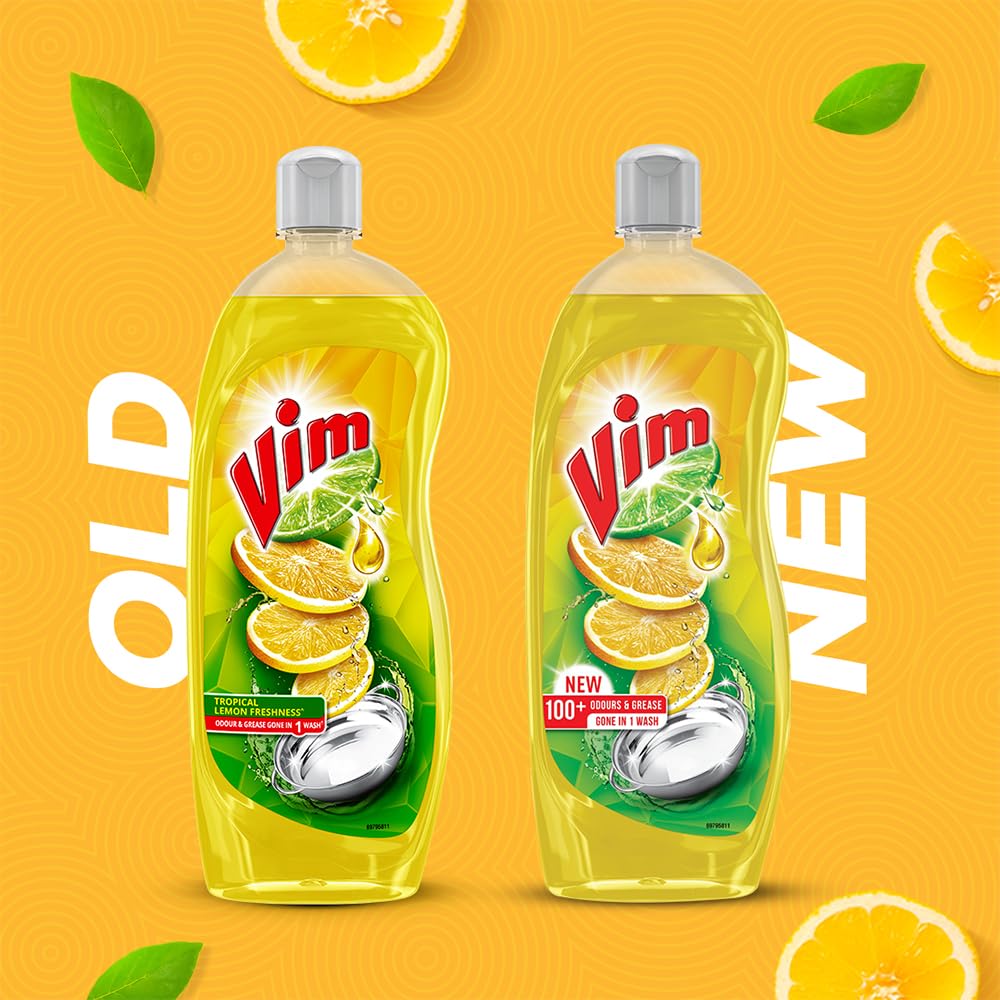 Vim Lemon Dishwash Gel 500ml – Residue‑Free, Powerful Grease Cleaner