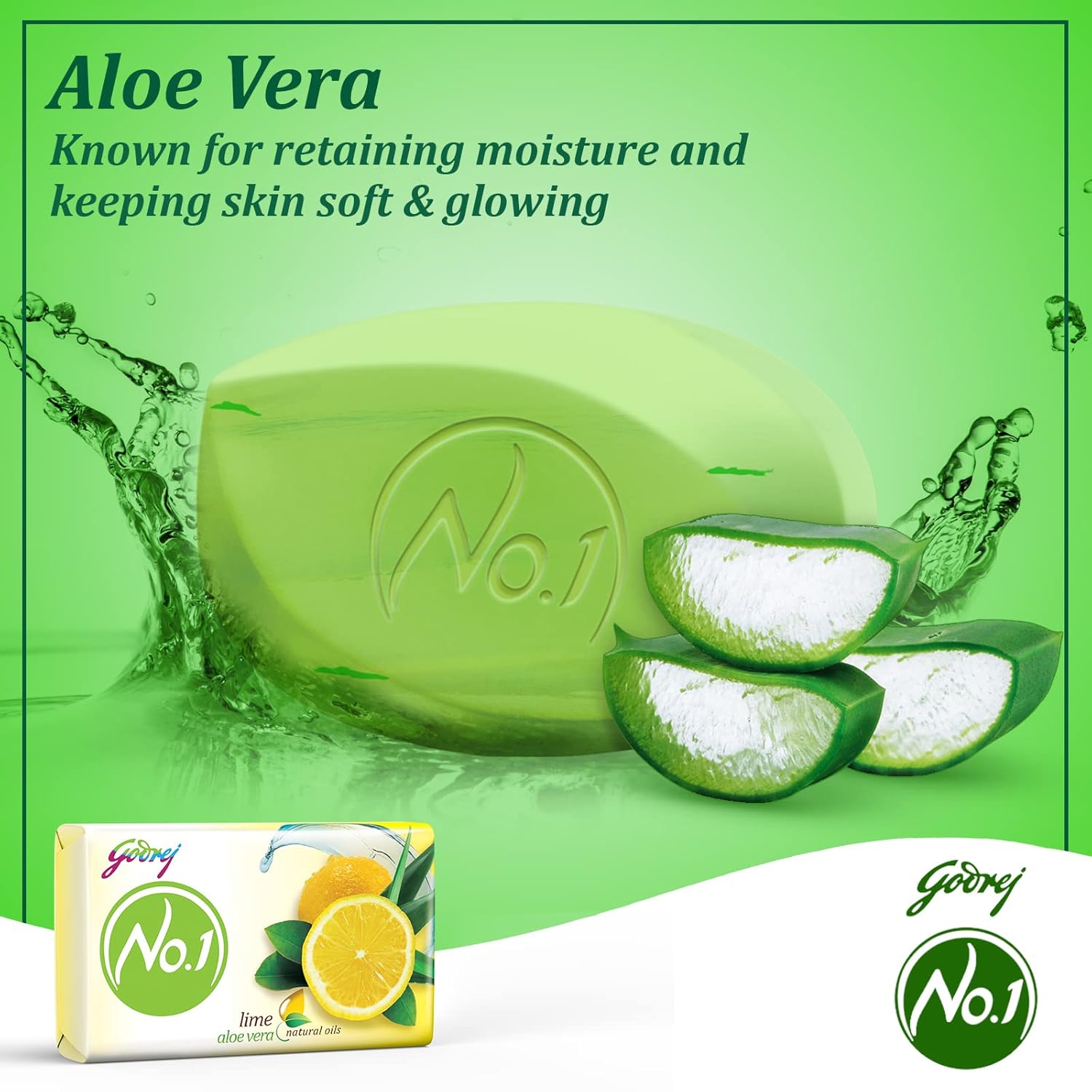 Godrej No.1 Lime & Aloe Vera Soap Pack of 4