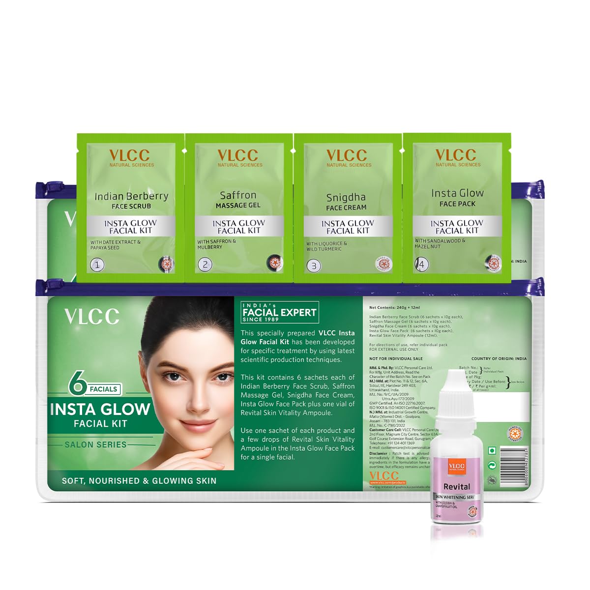 VLCC Salon Series Insta Glow Facial Kit for Youthful Skin (6 Facials)