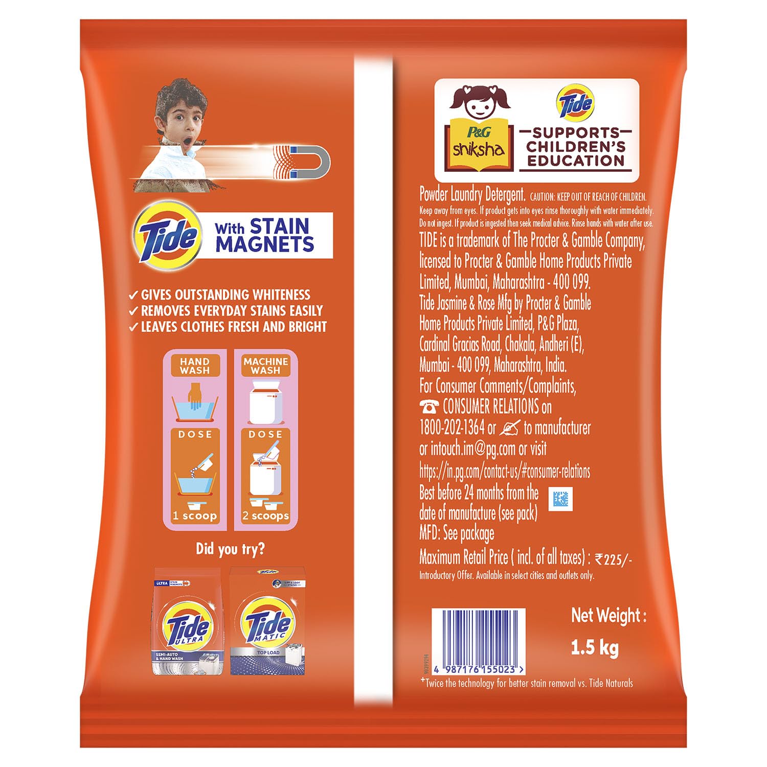Tide Plus Double Power Detergent Powder 1.5kg Jasmine Rose