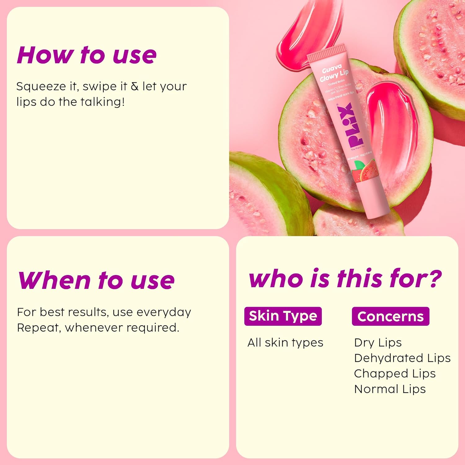 The Plant Fix Plix Guava Glowy Lip Tinted Balm