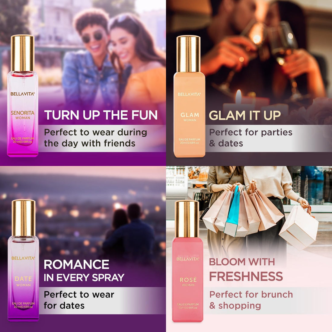 Bella Vita Luxury 4‑Bottle Perfume Gift Set for Women