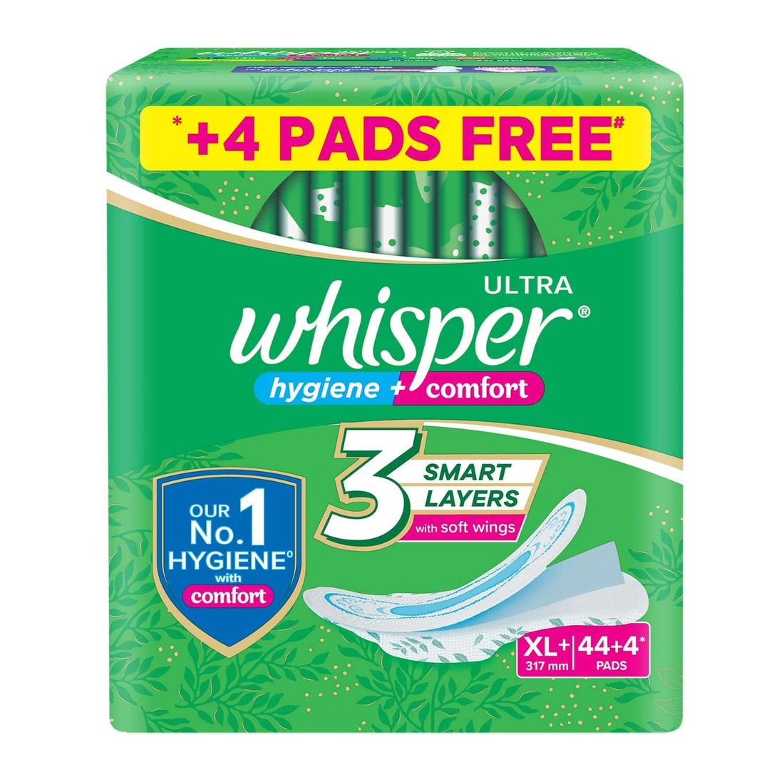 Whisper Ultra Hygiene XL+ Sanitary Pads 48 Count Heavy Flow