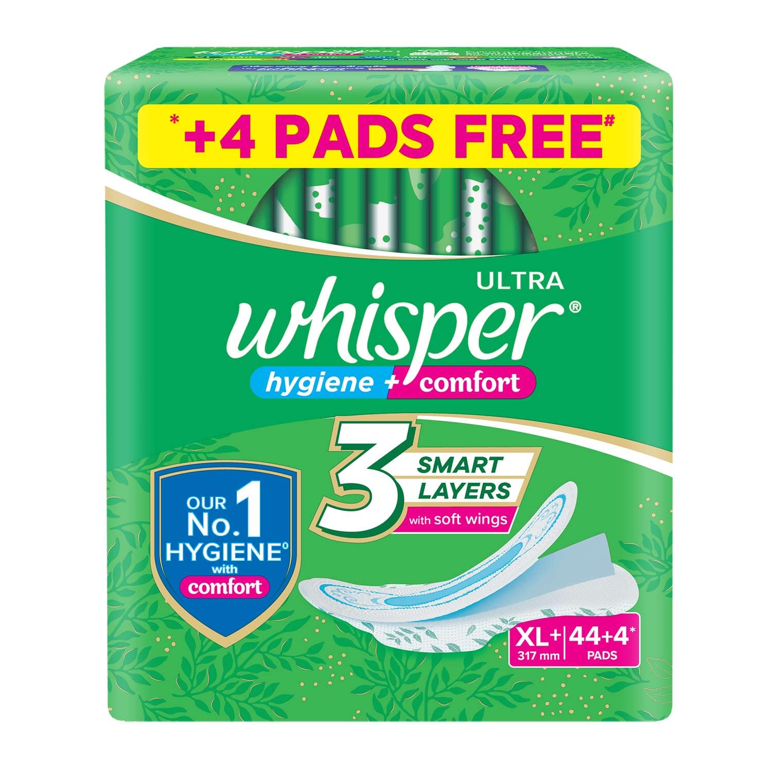 Whisper Ultra Hygiene XL+ Sanitary Pads 48 Count Heavy Flow