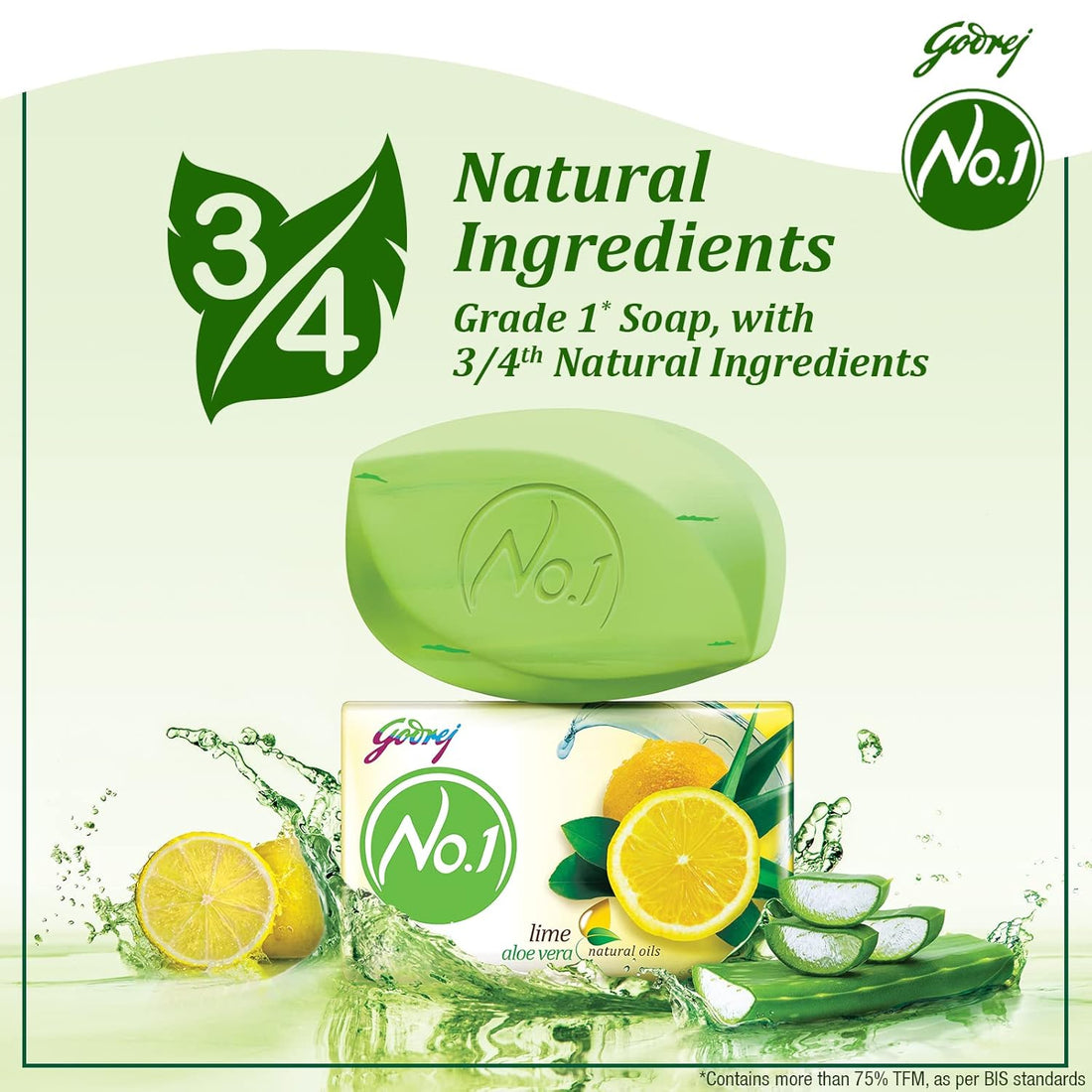 Godrej No.1 Lime & Aloe Vera Soap Pack of 4