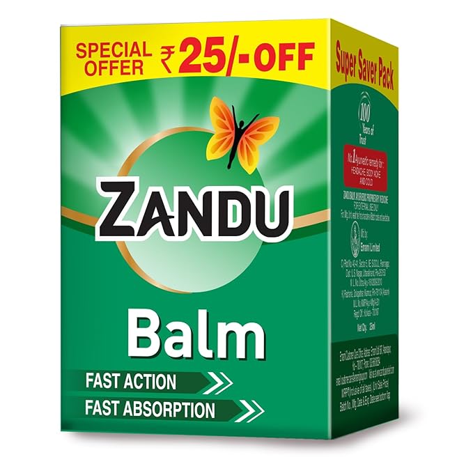 Zandu Ayurvedic Pain Relief Balm 25ml Fast Headache Relief