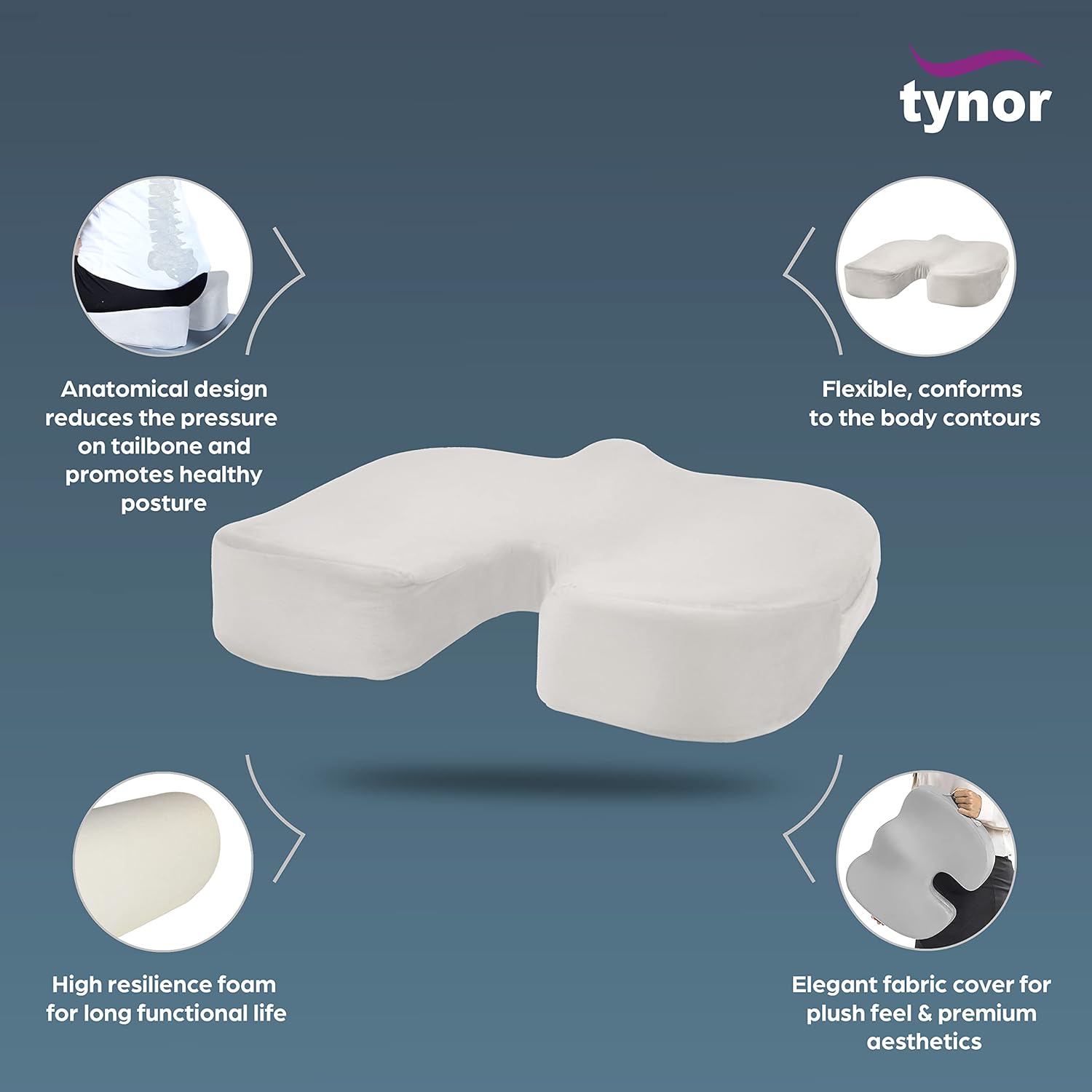 Tynor Orthopaedic Seat Cushion - Coccyx Support for Tailbone Pain Relief