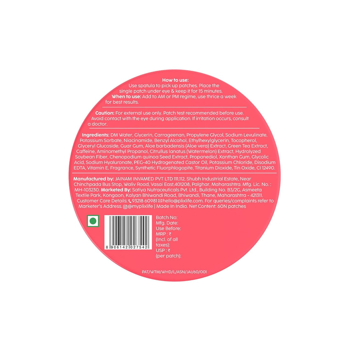 Watermelon Hydrogel Eye Patches