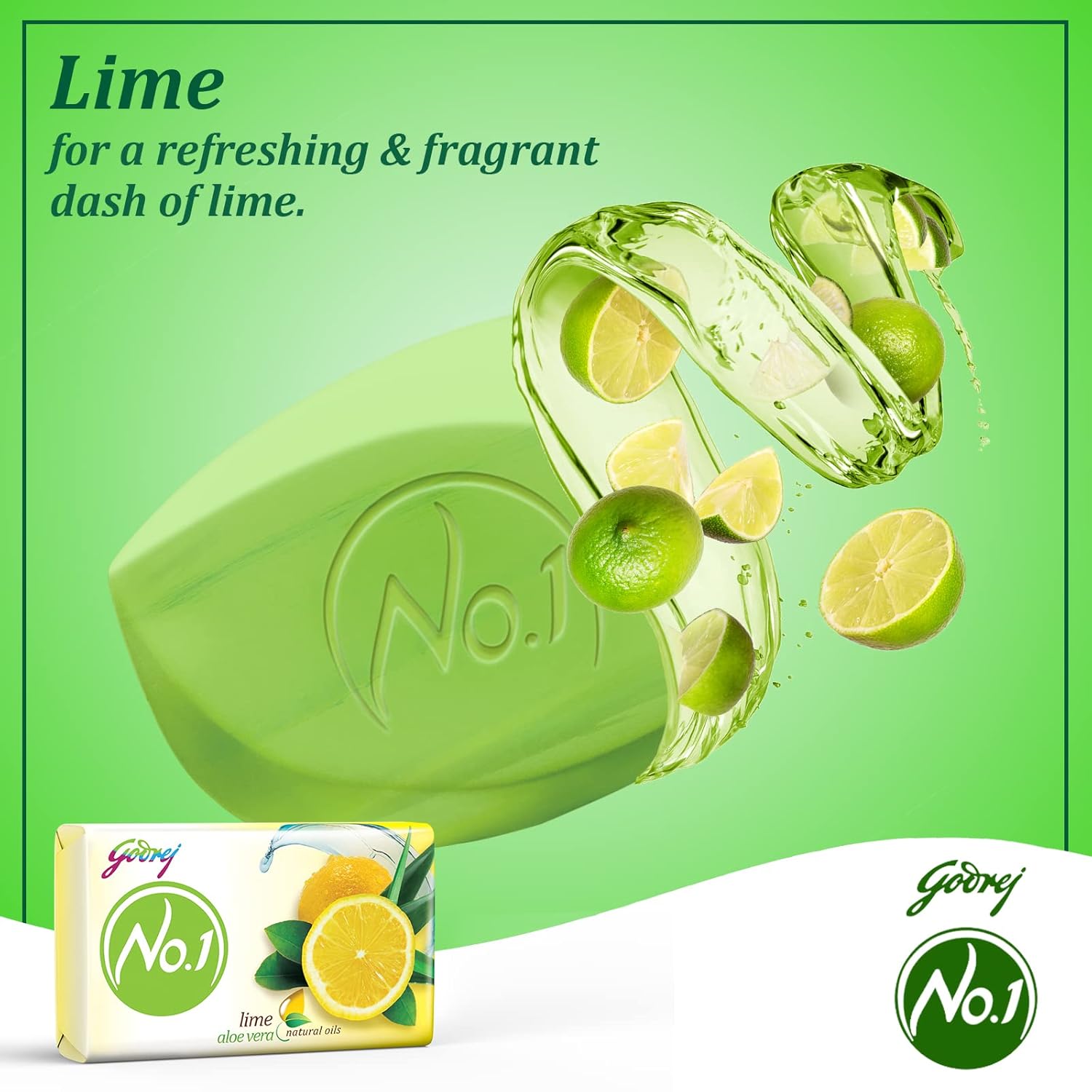 Godrej No.1 Lime & Aloe Vera Soap Pack of 4