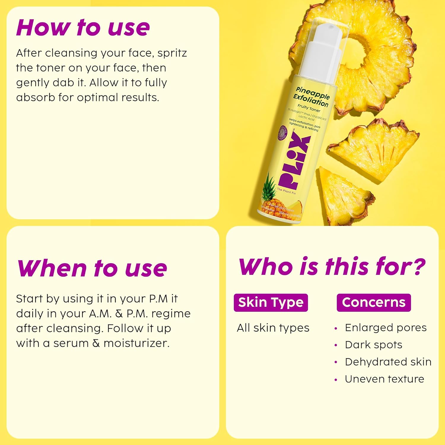 PLIX Pineapple PHA 3% Alcohol Free Face Toner