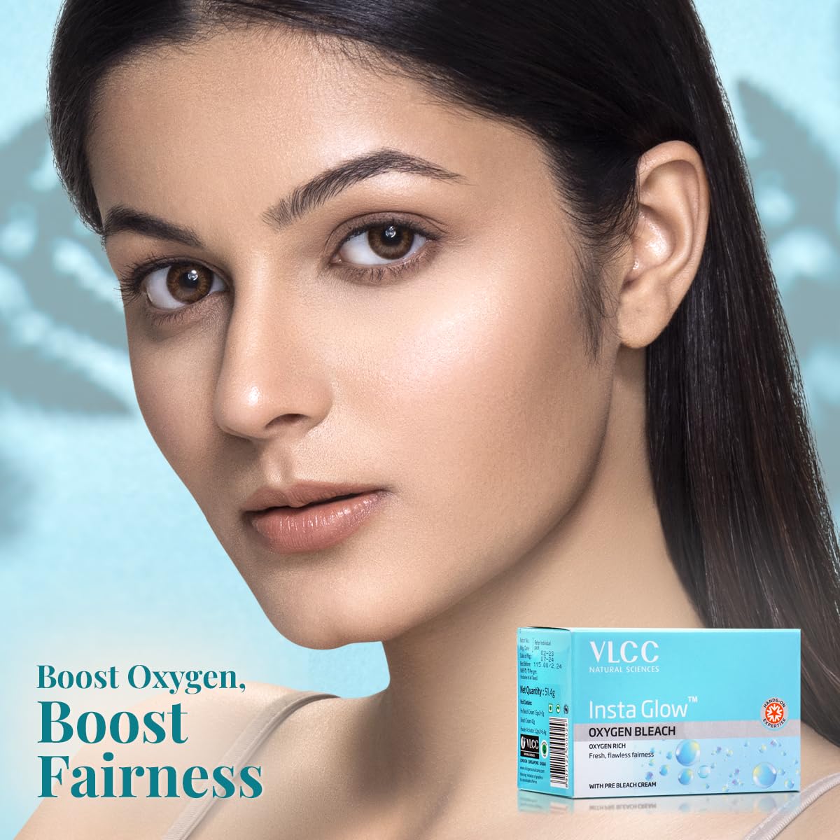 VLCC Insta Glow Oxygen Bleach: Radiant Skin, Brightening, Even Tone, 51.4g (Pack of 4)