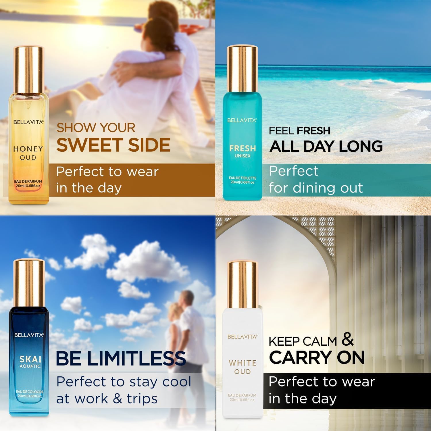 Bella Vita Luxury Unisex Perfume Gift Set 4x20ml Premium Fragrances