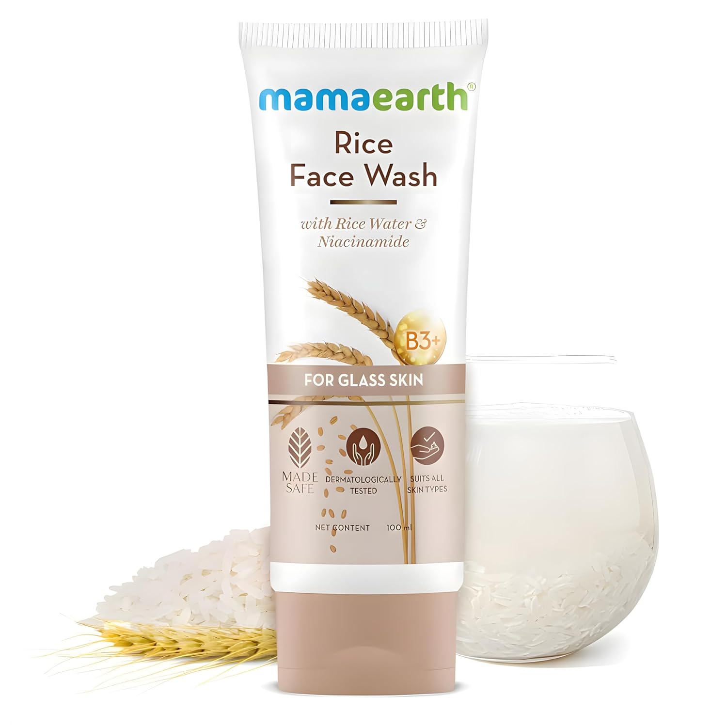 Mamaearth Rice Water & Niacinamide Face Wash – Hydrating Glass Skin Formula