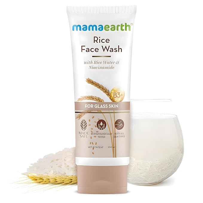 Mamaearth Rice Water & Niacinamide Face Wash – Hydrating Glass Skin Formula