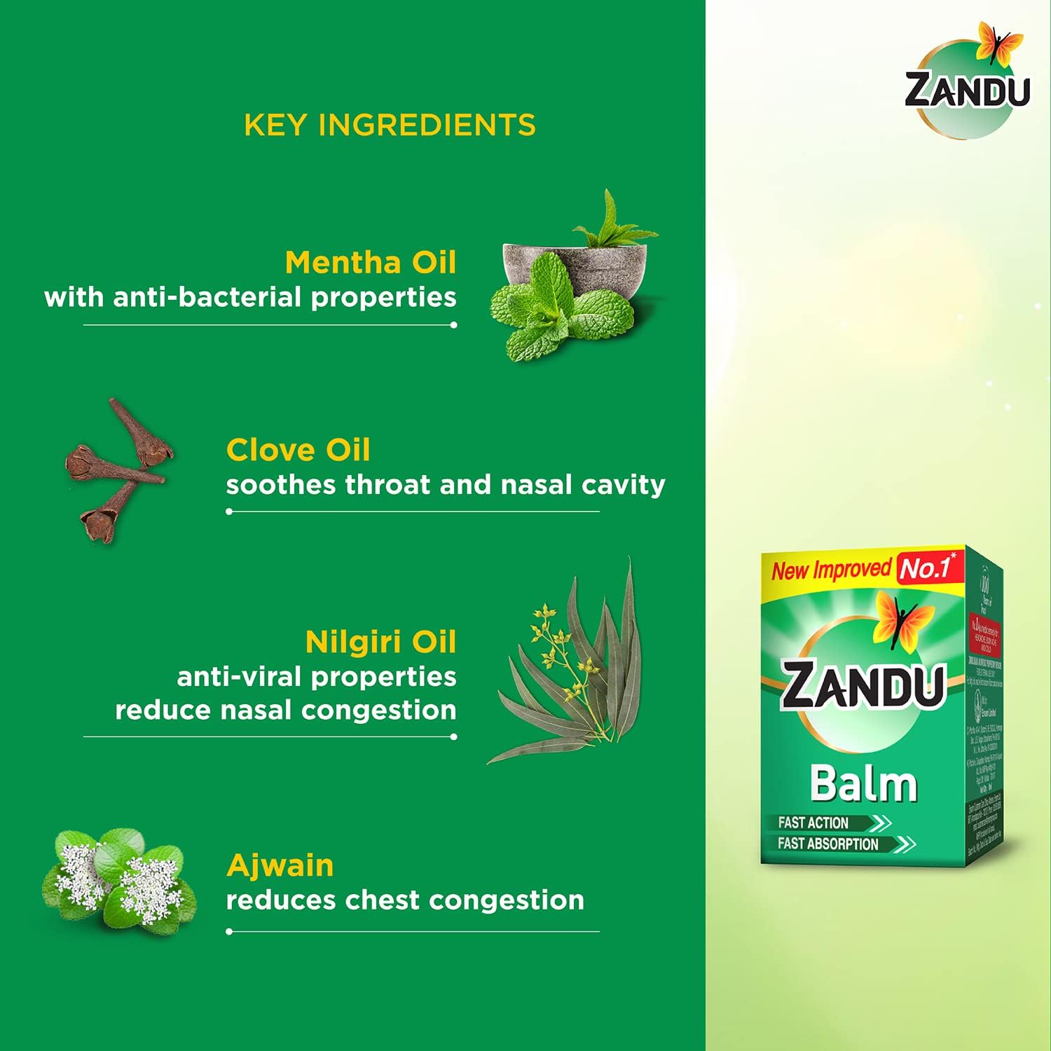 Zandu Ayurvedic Pain Relief Balm 25ml Fast Headache Relief