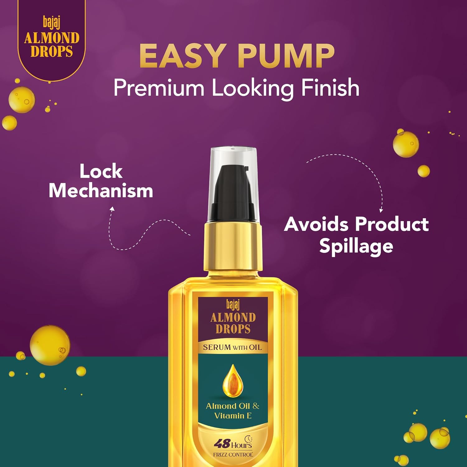Bajaj Almond Drops 50ml Hair Serum Frizz Control Vitamin E