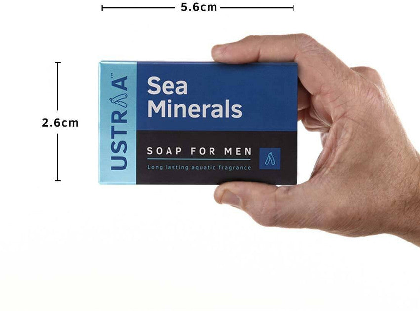 USTRAA Men's Deo Soap with Sea Minerals, Refreshing Odour Control, 8 x 100g Pack