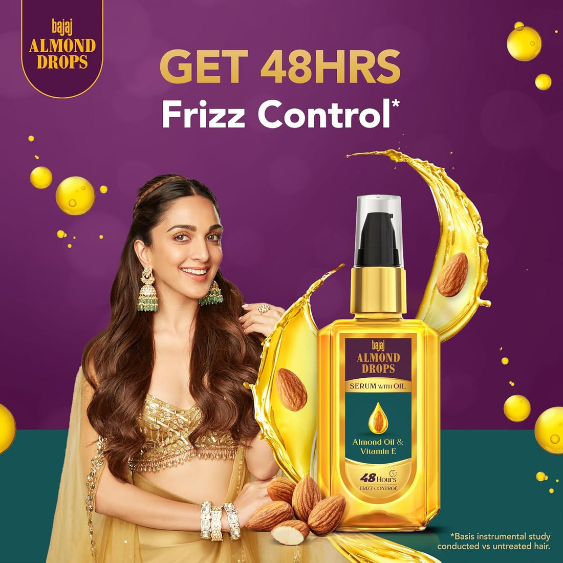 Bajaj Almond Drops 50ml Hair Serum Frizz Control Vitamin E