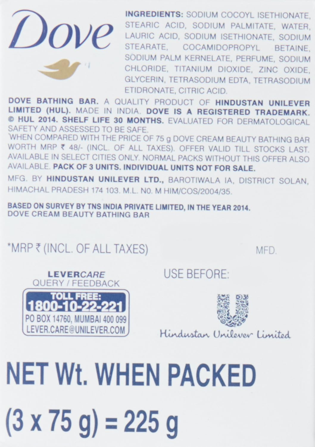 Dove Cream Beauty Bathing Bar Cucumber Green Tea 3×75g