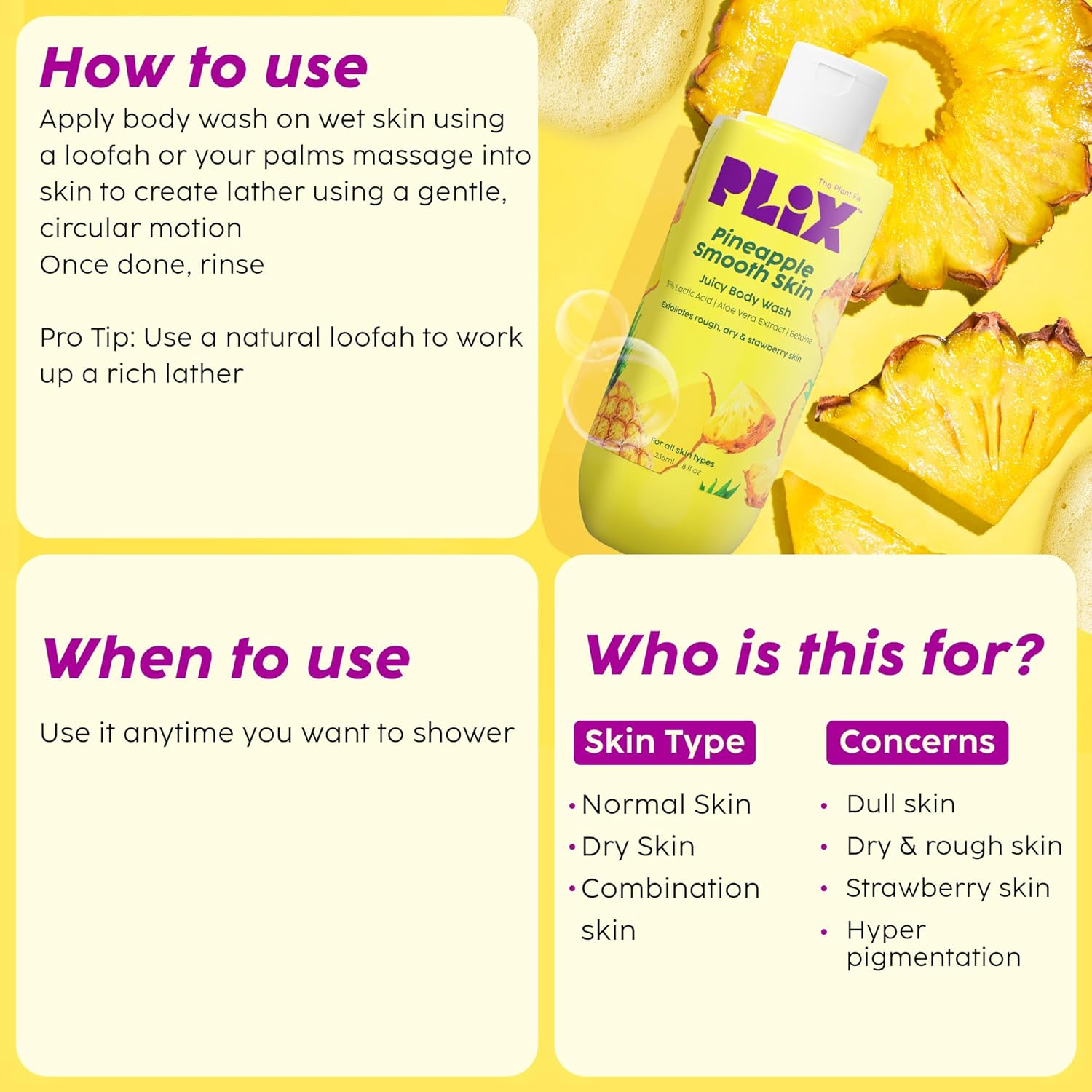 Pineapple 5% Lactic Acid Exfoliating Body Wash